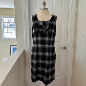 Ann Taylor black and grey plaid dress with ruffle detail
